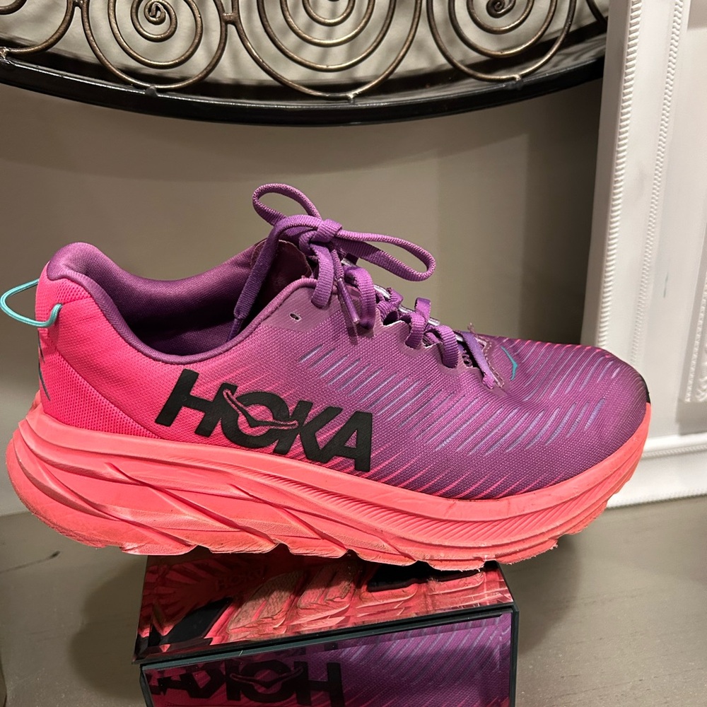 Hoka Rincon 3 Women's Pink and Purple Cushioning Running Shoes - Picture 14 of 14